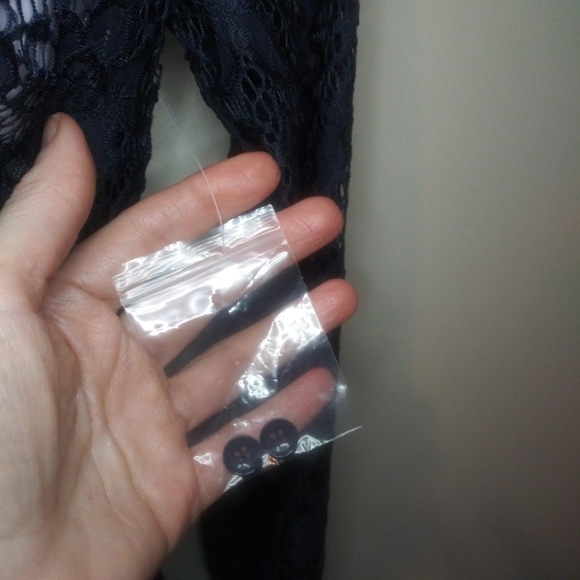 Modcloth Go Down In Mystery Satin Trimmed Blue Lace Blouse - Picture 4 of 9